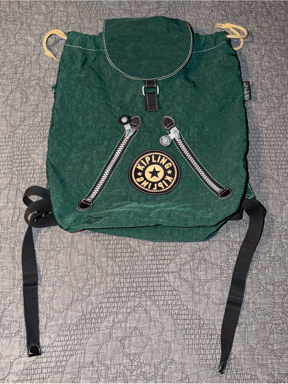 KIPLING Vintage 90’s Drawstring Rucksack Green Backpack